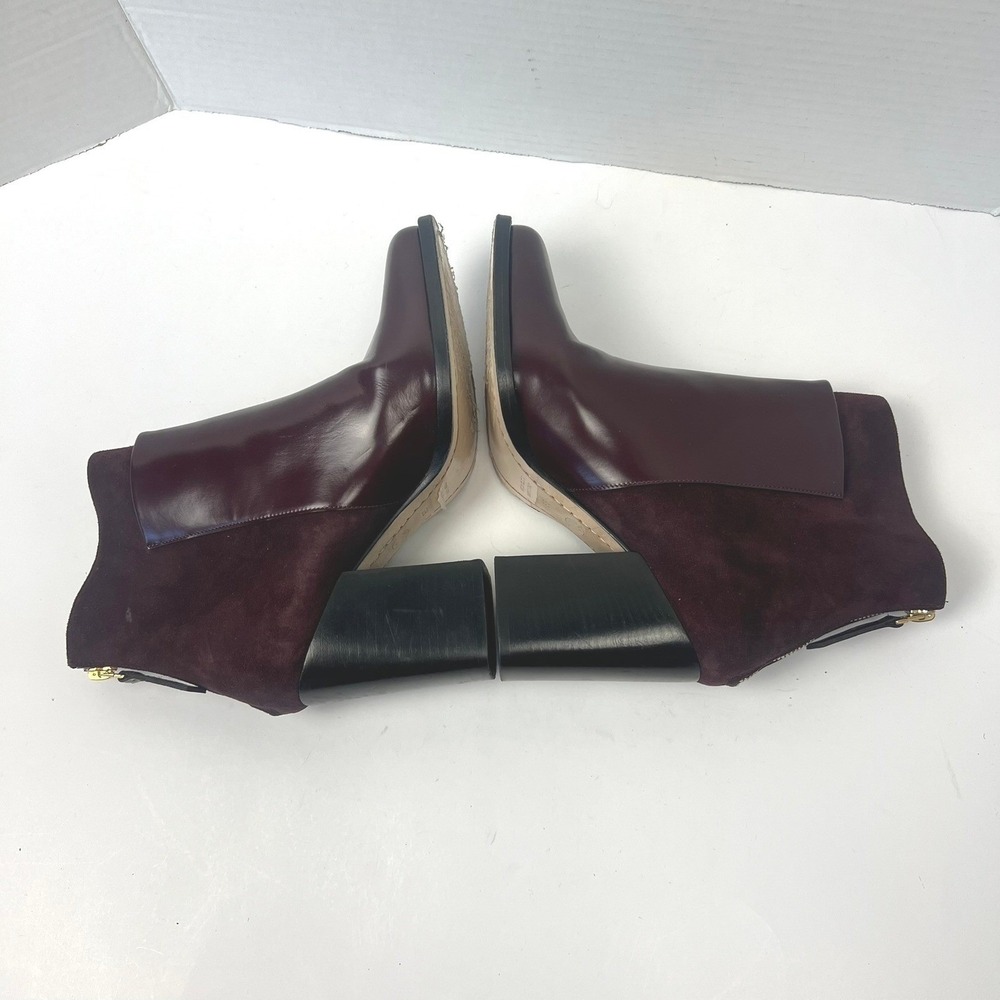 WANT Les ESSENTIELS Burgundy Suede Leather Block Heel Ankle Boots Size 38 US 7.5 - Picture 11 of 12